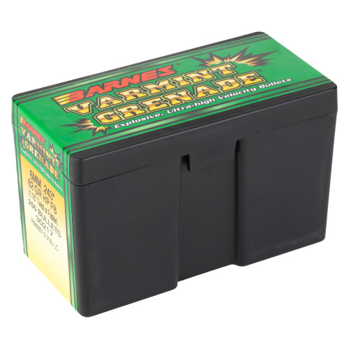 Barnes VARMINT GRENADE .243 Diameter 6MM/243 Winchester 62 Grain Flat Bottom Hollow Point Reloading Bullets - California Certified Nonlead, 250 Count Barnes VARMINT GRENADE .243 Diameter 6MM/243 Winchester 62 Grain Flat Bottom Hollow Point Reloading Bullets - California Certified Nonlead, 250 Count