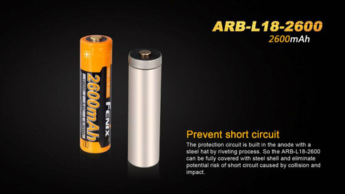 Fenix Rechargeable Li-ion 3.6 Volt 18650 Battery - 2600 mAh Fenix Rechargeable Li-ion 3.6 Volt 18650 Battery - 2600 mAh