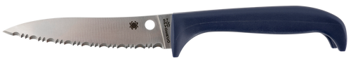 Spyderco Counter Puppy Kitchen Knife - 3.46" 7Cr17 Serrated Blade, Purple Plastic Handle
