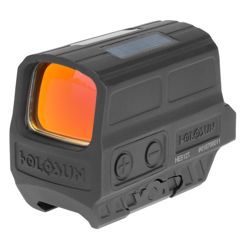 Holosun HE512T-RD Fully Enclosed Reflex Red Dot - Titanium Construction, Multi-Reticle System, Solar Failsafe, and Shake Awake.