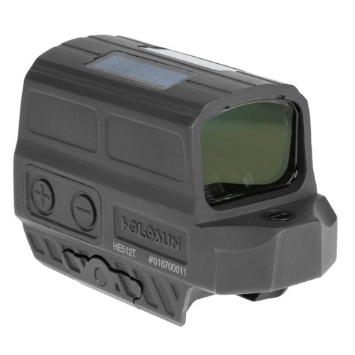 Holosun HE512T-RD Fully Enclosed Reflex Red Dot - Titanium Construction, Multi-Reticle System, Solar Failsafe, and Shake Awake. Holosun HE512T-RD Fully Enclosed Reflex Red Dot - Titanium Construction, Multi-Reticle System, Solar Failsafe, and Shake Awake.