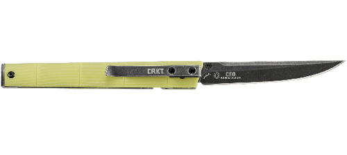 CRKT CEO Bamboo Gentleman's Folding Knife - 3.11" Black Stonewashed Plain Blade, Yellow GRN Handles CRKT CEO Bamboo Gentleman's Folding Knife - 3.11" Black Stonewashed Plain Blade, Yellow GRN Handles