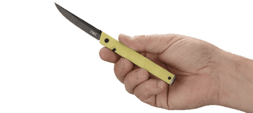 CRKT CEO Bamboo Gentleman's Folding Knife - 3.11" Black Stonewashed Plain Blade, Yellow GRN Handles CRKT CEO Bamboo Gentleman's Folding Knife - 3.11" Black Stonewashed Plain Blade, Yellow GRN Handles
