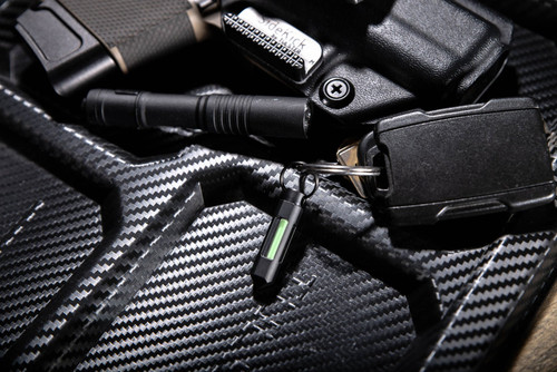 Glow Rhino Tritium Glow Fob - Matte Black Steel with Green Tritium Glow Rhino Tritium Glow Fob - Matte Black Steel with Green Tritium
