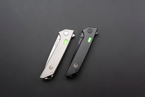 Glow Rhino Reactor Framelock Knife - 2.9" Satin S35VN Blade, Gray Titanium Handle with Tritium Inserts Glow Rhino Reactor Framelock Knife - 2.9" Satin S35VN Blade, Gray Titanium Handle with Tritium Inserts