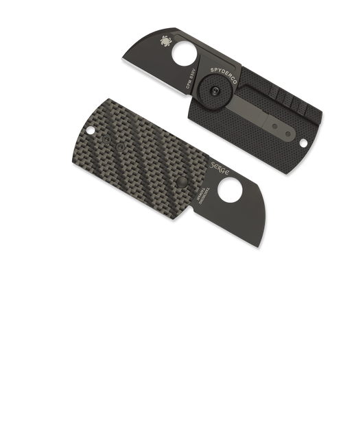 Spyderco Serge Panchenko Dog Tag Folder - 1.22" S30V Chisel Ground Blade, Carbon Fiber and G10 Handles Spyderco Serge Panchenko Dog Tag Folder - 1.22" S30V Chisel Ground Blade, Carbon Fiber and G10 Handles