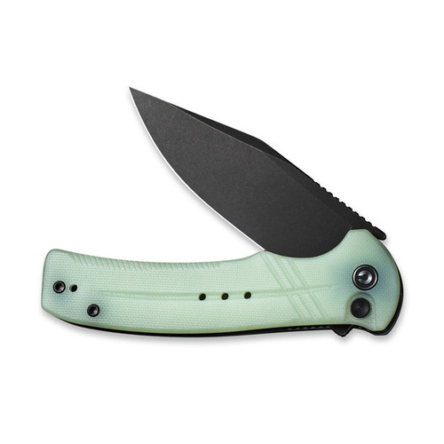 CIVIVI Knives Cogent Flipper Knife - 3.47" 14C28N Black Stonewashed Plain Blade, Button Lock, Natural Jade G10 Handles CIVIVI Knives Cogent Flipper Knife - 3.47" 14C28N Black Stonewashed Plain Blade, Button Lock, Natural Jade G10 Handles