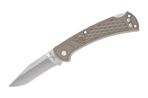 Buck 112 Slim Ranger Select Folding Knife - 3" Plain Blade, Tan GFN Handles, Deep Carry Pocket Clip