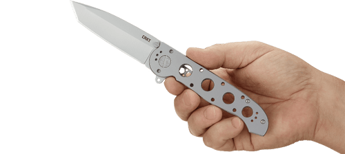 CRKT M16-04SS Carson Frame Lock Flipper Knife - 3.89" 12C27 Bead Blast Tanto Blade, Stainless Steel Handles CRKT M16-04SS Carson Frame Lock Flipper Knife - 3.89" 12C27 Bead Blast Tanto Blade, Stainless Steel Handles