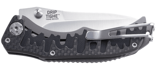 CRKT Drip Tighe Assisted Flipper - 3.106" Satin Plain Blade, Carbon Fiber and G10 Handles CRKT Drip Tighe Assisted Flipper - 3.106" Satin Plain Blade, Carbon Fiber and G10 Handles