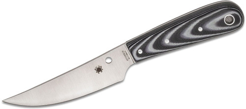 Spyderco Bow River Fixed Blade Knife - 4.4" 8Cr13MoV Blade, Black/Gray G10 Handles, Leather Sheath Spyderco Bow River Fixed Blade Knife - 4.4" 8Cr13MoV Blade, Black/Gray G10 Handles, Leather Sheath