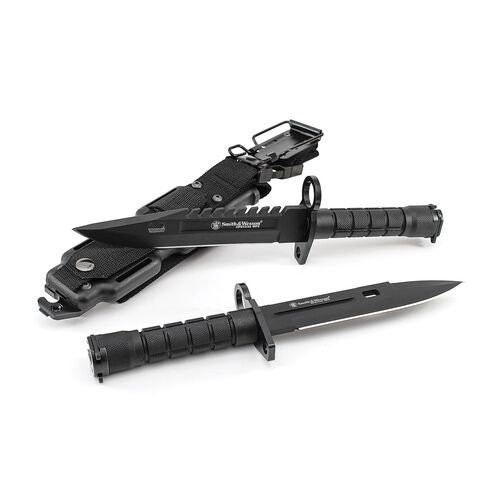 Smith & Wesson SW3B Special Ops M-9 Bayonet Fixed Blade - 7.8" 420J2 Blade, Black Scabbard