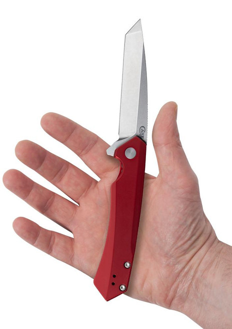 Case Kinzua Flipper Knife - 3.4" CPM-S35VN Satin Tanto Blade, Red Anodized Aluminum Handles Case Kinzua Flipper Knife - 3.4" CPM-S35VN Satin Tanto Blade, Red Anodized Aluminum Handles