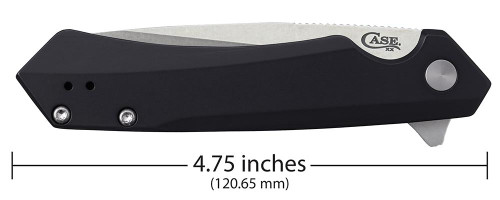 Case Kinzua Flipper Knife - 3.4" CPM-S35VN Satin Tanto Blade, Black Anodized Aluminum Handles Case Kinzua Flipper Knife - 3.4" CPM-S35VN Satin Tanto Blade, Black Anodized Aluminum Handles