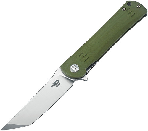Bestech Knives Kendo Flipper Knife - 3.75" D2 Satin/Stonewashed Tanto Blade, Green G10 Handles