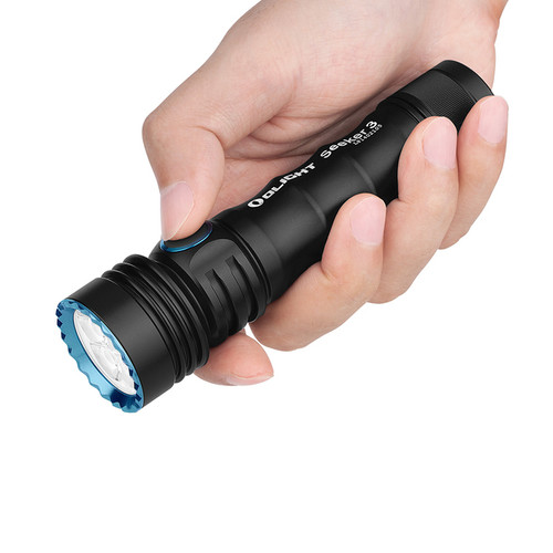 Olight Seeker 3 Rechargeable Flashlight - 3500 Lumens, 220 Meter Beam, Black