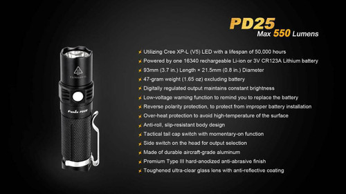 Fenix PD25 LED Flashlight - 550 Lumens Fenix PD25 LED Flashlight - 550 Lumens