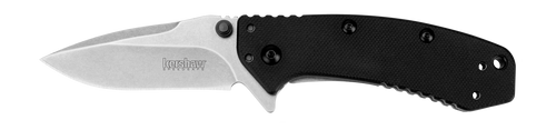 Kershaw 1555G10 Cryo Assisted Flipper Knife - 2.75" Plain Stonewash Blade, G10 and Stainless Steel Handles