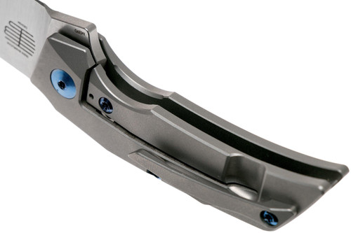 Reate Knives T2500 Flipper Knife - 2.375" M390 Satin Blade, Titanium Handles with Orange G10 Inlay