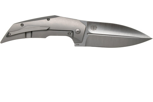 Reate Knives T4000 Flipper Knife - 4" M390 Satin Blade, Titanium Handles with Brown Canvas Micarta Inlay Reate Knives T4000 Flipper Knife - 4" M390 Satin Blade, Titanium Handles with Brown Canvas Micarta Inlay