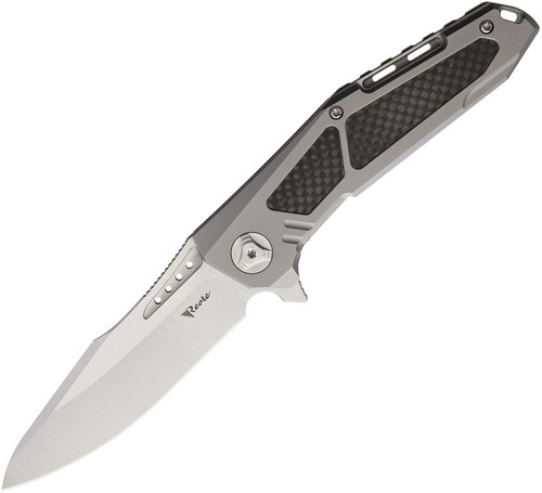 Reate Knives K-3 Flipper - 3.875" CTS-204P Compound Tanto Blade, Titanium Handles with Carbon Fiber Inlays