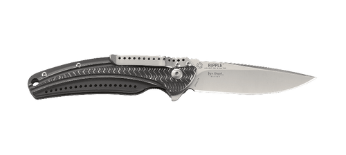 CRKT K415KXP Ken Onion Ripple 3-1/8" Plain Satin Blade, Black Aluminum Handles CRKT K415KXP Ken Onion Ripple 3-1/8" Plain Satin Blade, Black Aluminum Handles