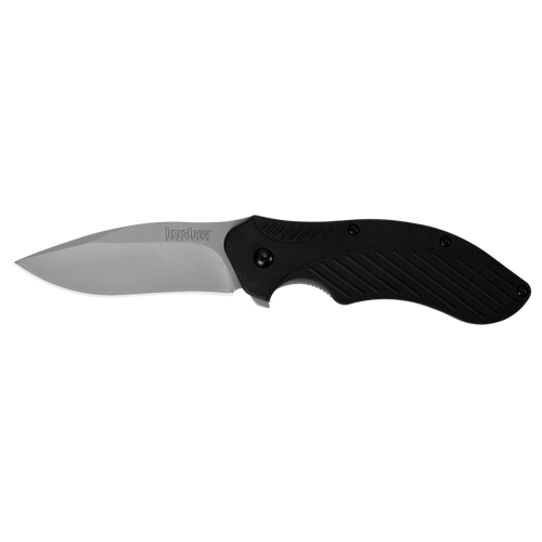 Kershaw 1605 Clash Assisted Flipper Knife - 3" 8Cr13MoV Satin Plain Blade, Black FRN Handles