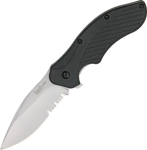 Kershaw 1605ST Clash Assisted Flipper Knife - 3" 8Cr13MoV Satin Partially Serrated Blade, Black FRN Handles Kershaw 1605ST Clash Assisted Flipper Knife - 3" 8Cr13MoV Satin Partially Serrated Blade, Black FRN Handles