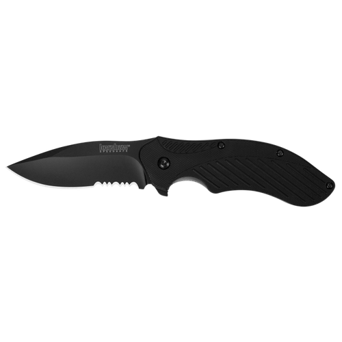 Kershaw 1605CKTST Clash Assisted Flipper Knife - 3" 8Cr13MoV Black Partially Serrated Blade, Black FRN Handles