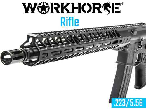 Battle Arms Development WORHORSE017  - 16"  1:7 Barrel, Mid Gas System, B5 Bravo Adjustable Stock, Black Polymer Grip, Optic Ready