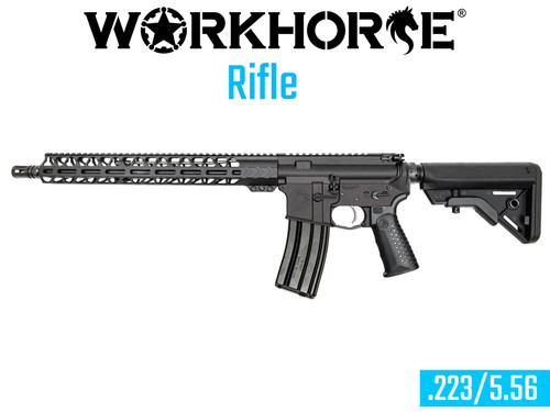 Battle Arms Development WORHORSE017  - 16"  1:7 Barrel, Mid Gas System, B5 Bravo Adjustable Stock, Black Polymer Grip, Optic Ready