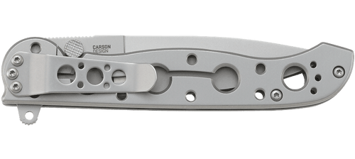 CRKT M16-03SS Kit Carson Frame Lock Flipper Knife - 3.54" 12C27 Bead Blast Spear Point Blade, Stainless Steel Handles CRKT M16-03SS Kit Carson Frame Lock Flipper Knife - 3.54" 12C27 Bead Blast Spear Point Blade, Stainless Steel Handles
