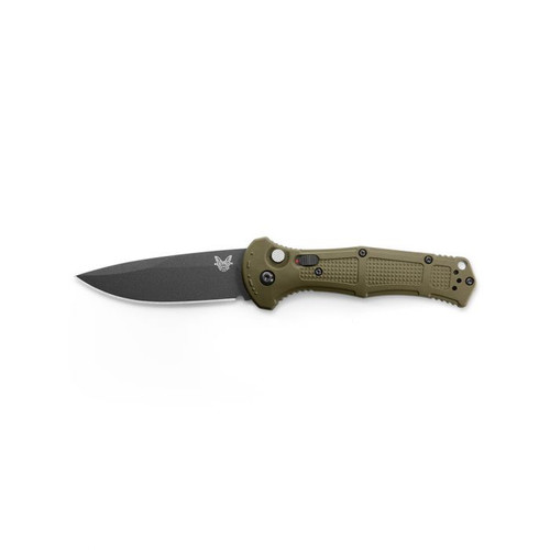 Benchmade 9070BK-1 Claymore AUTO Folding Knife 3.6" CPM-D2 Cobalt Black Plain Blade, Ranger Green Grivory Handles Benchmade 9070BK-1 Claymore AUTO Folding Knife 3.6" CPM-D2 Cobalt Black Plain Blade, Ranger Green Grivory Handles