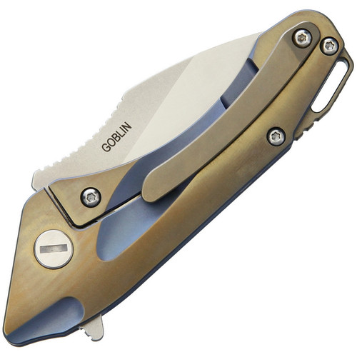 Bestech Knives Goblin Flipper Knife - 2" S35VN Sheepsfoot Blade, Blue and Gold Anodized Titanium Handles Bestech Knives Goblin Flipper Knife - 2" S35VN Sheepsfoot Blade, Blue and Gold Anodized Titanium Handles