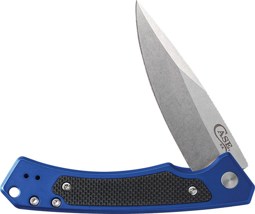 Case Marilla Flipper Knife  - 3.4" CPM-S35VN Stonewashed Drop Point Blade, Blue Anodized Aluminum Handles w/ Black G10 Inlays
