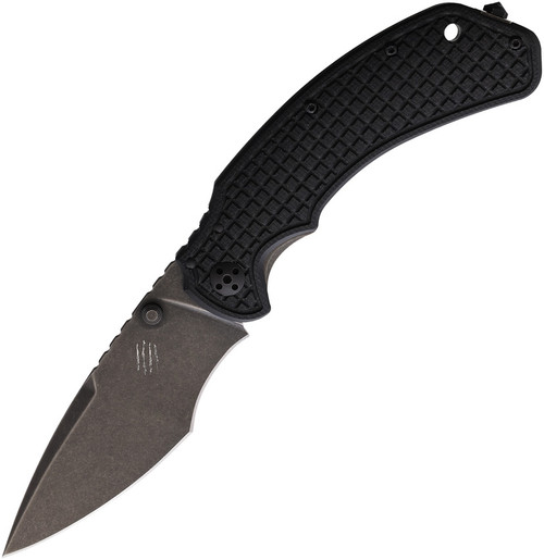 Bastinelli Creations Alpha 1 Folding Knife - 3.75" M390 Blackwash Blade, 3D Machined Black G10 and Titanium Handles