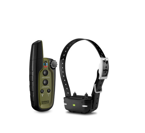 Garmin 010-01205-00 Sport Pro System Bundle Handheld Green w/BarkLimiter, LED Beacon Lights, 1-Hand Operation, Water-Resistant Rechargeable Li-ion; Collar Up to 3 Dogs .75 Mile Range