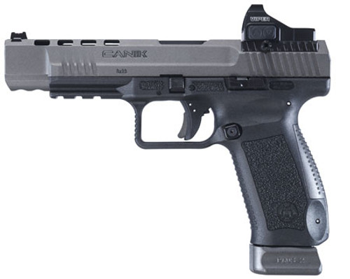 Canik HG3774GVN TP9SFx 9mm Luger Caliber with 5.20" Barrel, 20+1 Capacity, Black Finish Picatinny Rail Frame, Serrated/Ported Tungsten Gray Cerakote Steel Slide & Tungsten Gray Interchangeable Backstrap Grip Includes Vortex Viper Red Dot Canik HG3774GVN TP9SFx 9mm Luger Caliber with 5.20" Barrel, 20+1 Capacity, Black Finish Picatinny Rail Frame, Serrated/Ported Tungsten Gray Cerakote Steel Slide & Tungsten Gray Interchangeable Backstrap Grip Includes Vortex Viper Red Dot