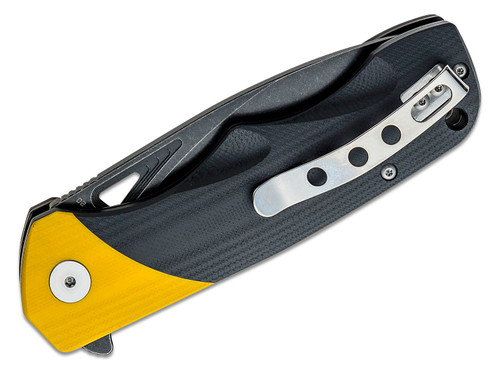 Bestech Knives Airstream Flipper Knife - 4" D2 Blackwash Blade, Yellow and Black G10 Handles Bestech Knives Airstream Flipper Knife - 4" D2 Blackwash Blade, Yellow and Black G10 Handles