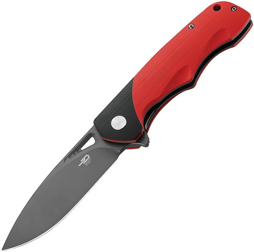 Bestech Knives Airstream Flipper Knife - 4" D2 Stonewash Blade, Red and Black G10 Handles