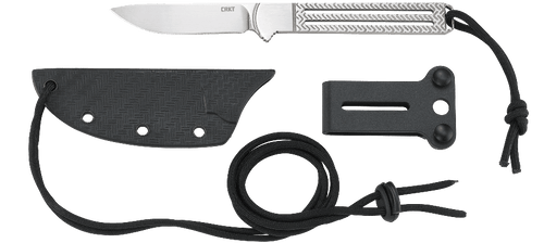 CRKT Testy Fixed Neck Knife - 2.38" Satin Plain Blade, Skeletonized Steel Handle, Thermoplastic Sheath CRKT Testy Fixed Neck Knife - 2.38" Satin Plain Blade, Skeletonized Steel Handle, Thermoplastic Sheath