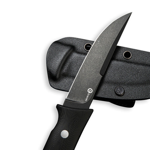 CIVIVI Knives Tamashii Fixed Blade Knife - 4.07" D2 Black Stonewashed Blade, Black G10 Handles, Kydex Sheath CIVIVI Knives Tamashii Fixed Blade Knife - 4.07" D2 Black Stonewashed Blade, Black G10 Handles, Kydex Sheath