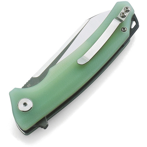 Bestech Knives Texel Flipper Knife - 3.23" D2 Two-Tone Satin/Gray Sheepsfoot Blade, Jade G10 Handles w/ Gray Backspacer Bestech Knives Texel Flipper Knife - 3.23" D2 Two-Tone Satin/Gray Sheepsfoot Blade, Jade G10 Handles w/ Gray Backspacer