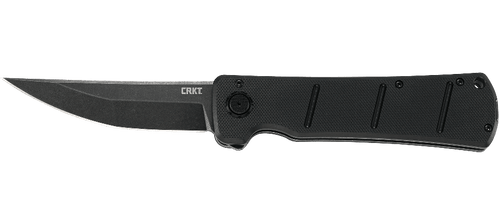 CRKT Inazuma No Ken Assisted Deadbolt Flipper Knife - 3.68" D2 Black Stonewashed Blade, Black G10 Handles
