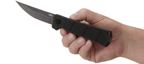 CRKT Inazuma No Ken Assisted Deadbolt Flipper Knife - 3.68" D2 Black Stonewashed Blade, Black G10 Handles CRKT Inazuma No Ken Assisted Deadbolt Flipper Knife - 3.68" D2 Black Stonewashed Blade, Black G10 Handles