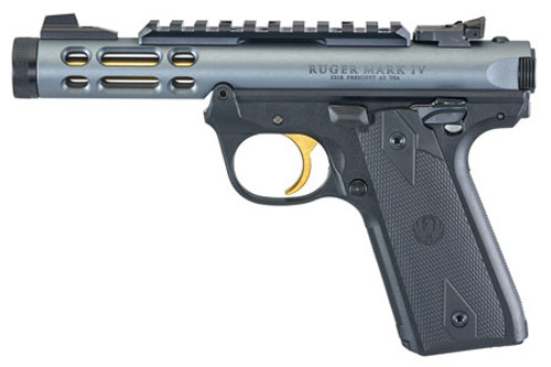 Ruger 43934 Mark IV 22/45 Lite 22 LR 4.40" 10+1 Black Diamond Gray Anodized Aluminum Ported Slide Black Polymer Grip Ruger 43934 Mark IV 22/45 Lite 22 LR 4.40" 10+1 Black Diamond Gray Anodized Aluminum Ported Slide Black Polymer Grip
