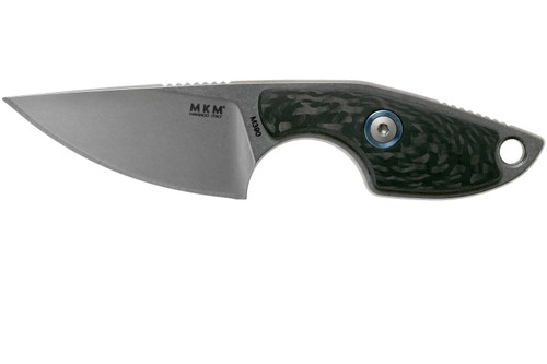 MKM Knives Mikro 1 Fixed Blade Neck Knife - 1.97" M390 Stonewashed Drop Point Blade, Carbon Fiber Handles, Leather Sheath MKM Knives Mikro 1 Fixed Blade Neck Knife - 1.97" M390 Stonewashed Drop Point Blade, Carbon Fiber Handles, Leather Sheath