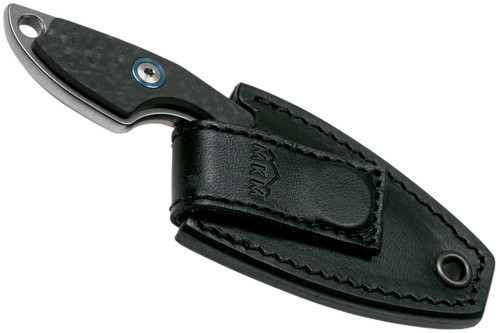 MKM Knives Mikro 2 Fixed Blade Neck Knife - 1.97" M390 Stonewashed Sheepsfoot Blade, Carbon Fibers Handles, Leather Sheath MKM Knives Mikro 2 Fixed Blade Neck Knife - 1.97" M390 Stonewashed Sheepsfoot Blade, Carbon Fibers Handles, Leather Sheath