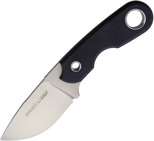 Viper Knives Berus 1 Fixed Blade Knife - 2.44" M390 Stonewashed Drop Point Blade, Black Canvas Micarta Handles, Kydex Sheath