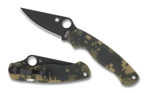 Spyderco Para Military 2 Folding Knife - 3.438" CPM-SS30V Black Plain Blade, Digital Camo Handles